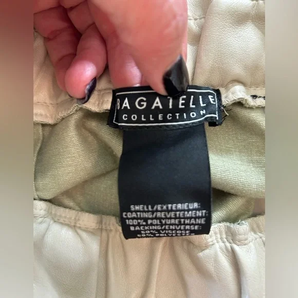 Bagatelle‎ Faux Leather Cream Pull On Paper Bag Pants Size Small - Picture 5 of 10